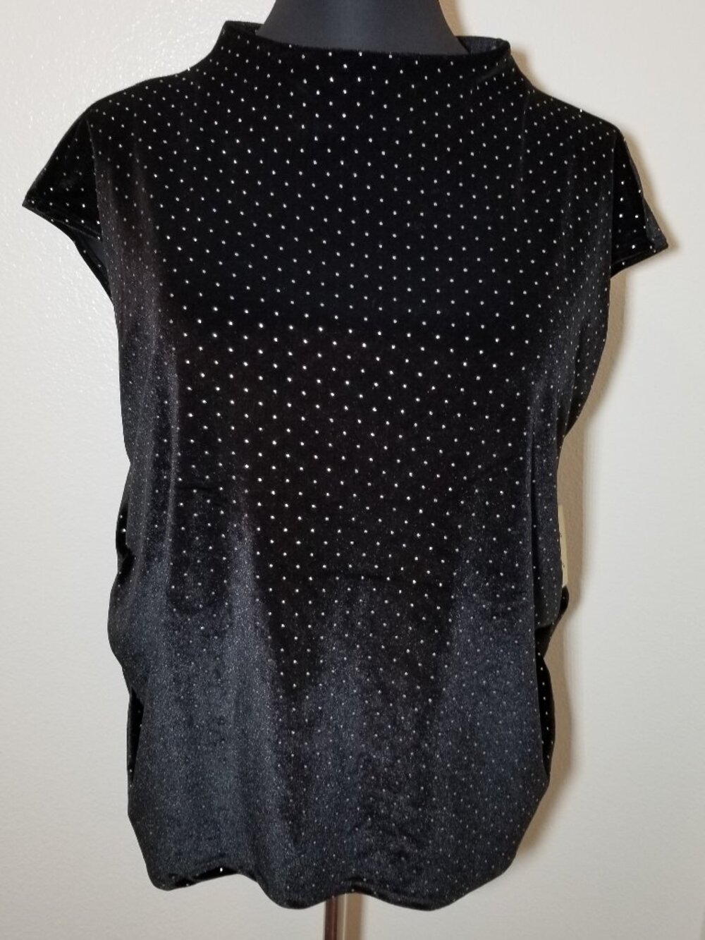 Liberty Love Womens Size 3x Black Velour Silver Studs Top Whimsgoth Witchy NWT